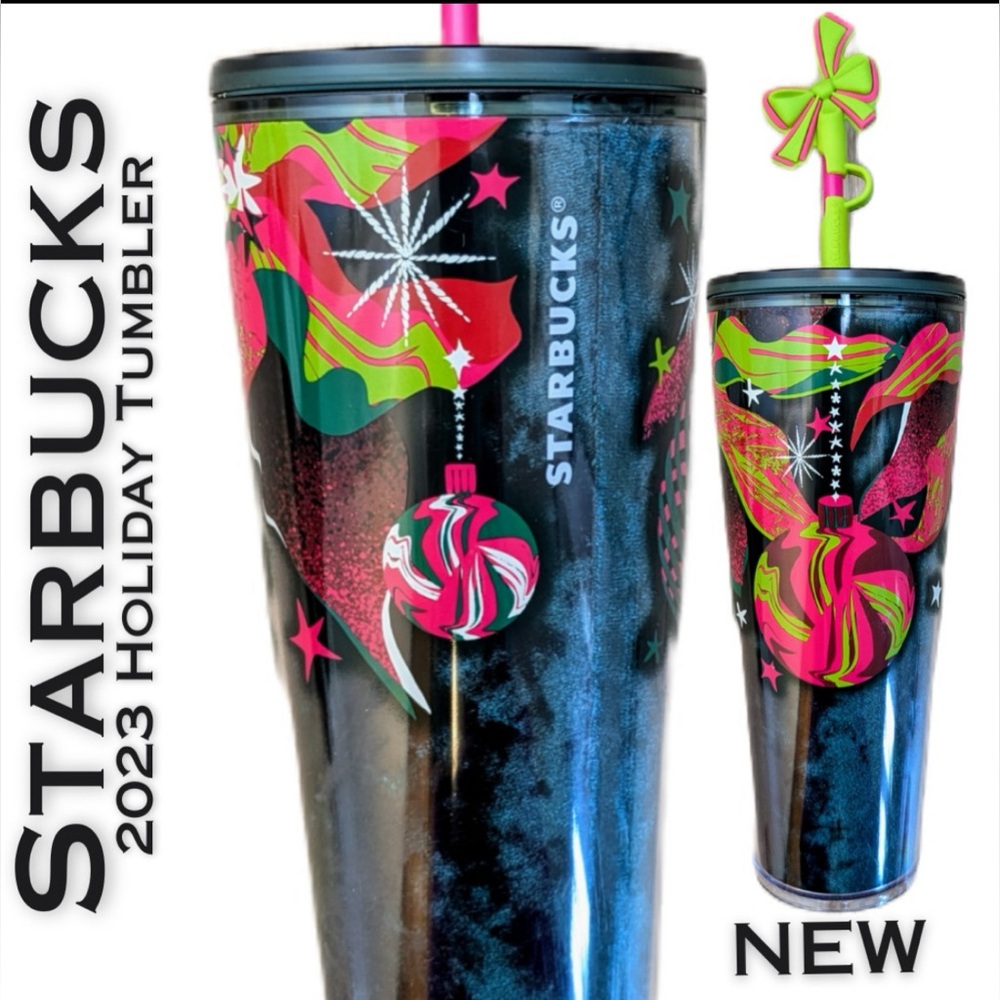 2023 Starbucks Holiday Velvet with Silicone Bow Straw Topper